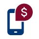 Mobile phone and dollar sign icon.