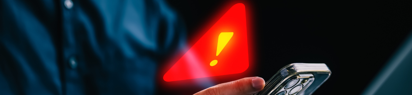 Person on Phone Displaying Warning Sign