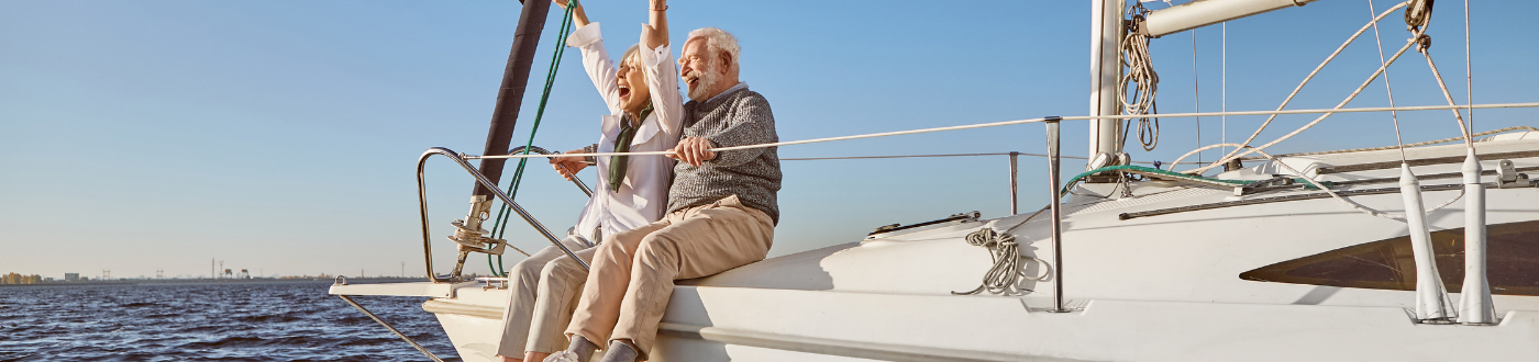 happy couple on boat